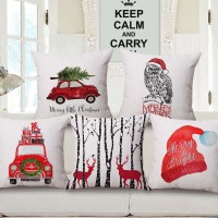 Christmas Cushion Cover Cotton Linen Pillow Case Bed Car Sofa Home Decor 18x18"   401222691921